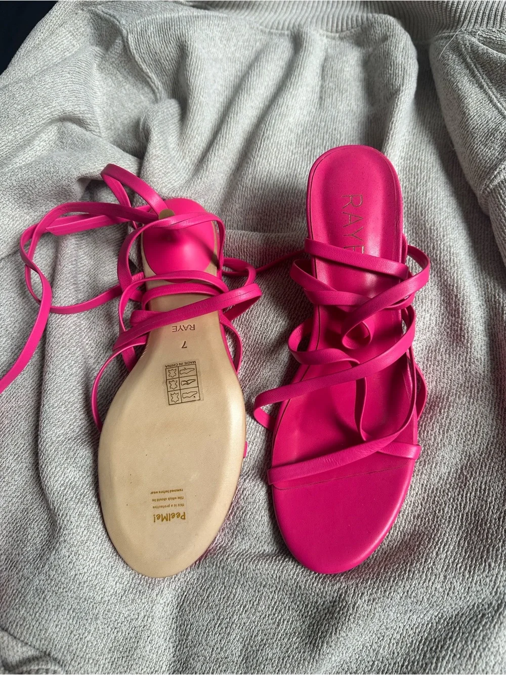 Rate Pink Strappy Wrap-Ankle Sandal